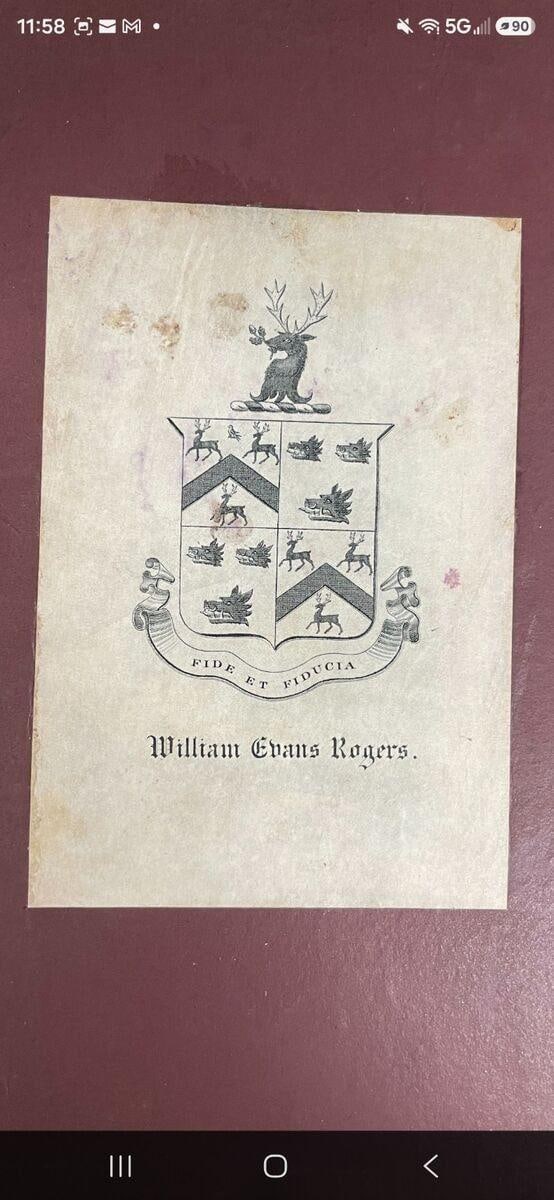 C036 William Evans Rogers armorial bookplate