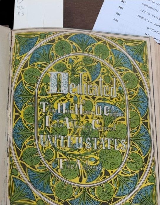 C040 illuminated dedication leaf to Henry D. Gilpin