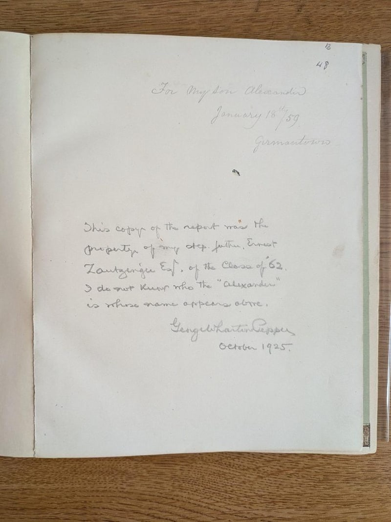 C070 family presentation inscription to Alexander and George Wharton Pepper ownership statement