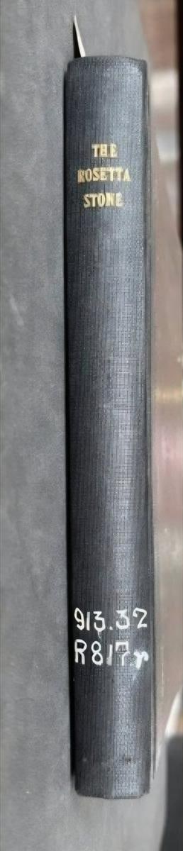 C071 spine with gilt Rosetta Stone title and handwritten call number