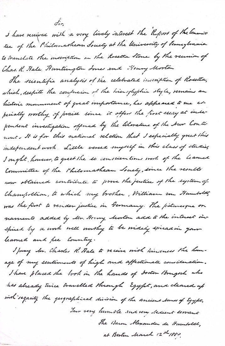 C057 Alexander von Humboldt letter facsimile, English translation