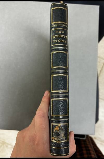 C074 Garrett-Evangelical later dark leather rebind spine